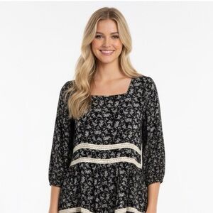 Jodifl small navy blue floral boho dress